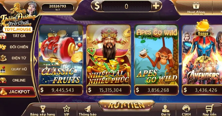 Hình ảnh hướng dẫn chơi máy đánh bạc và cơ hội trúng jackpot trên game 68gb